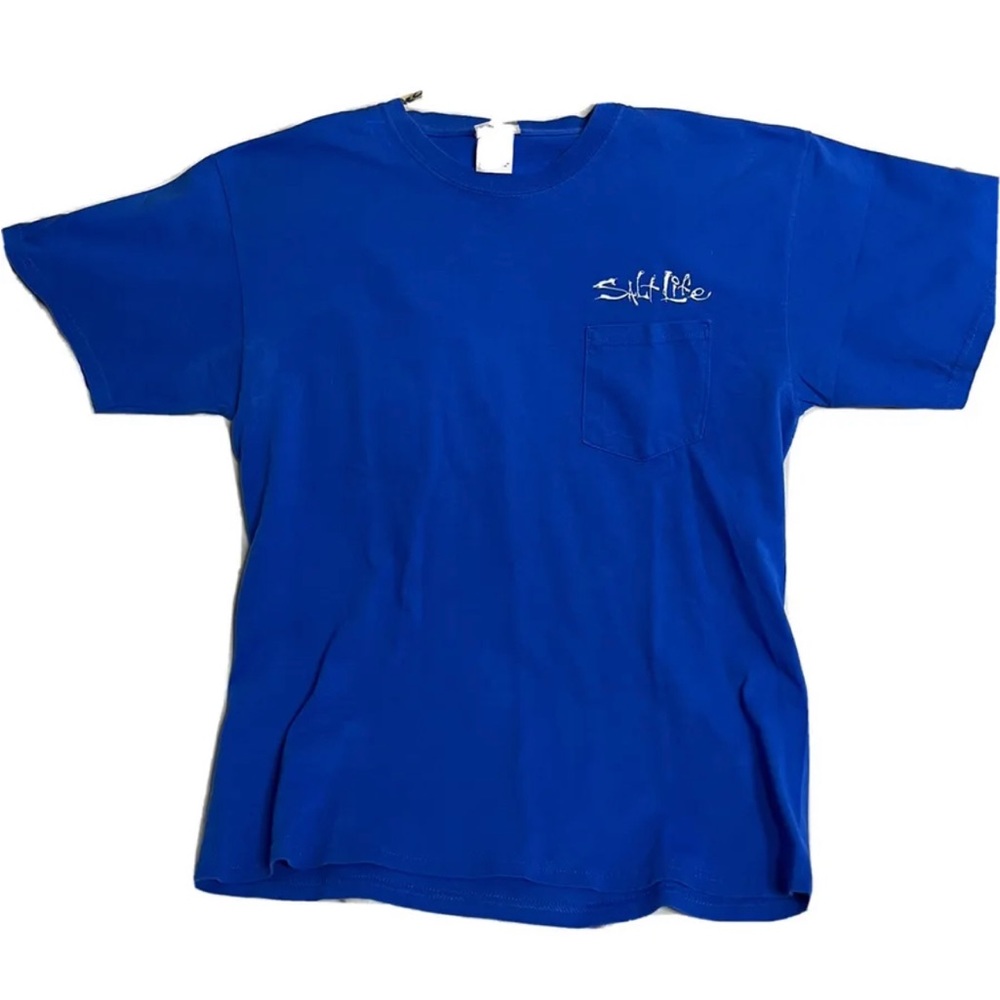 Salt Life Light Blue S/S Graphic Tee Double Sided Men's Size L T-Shirt Fishing
